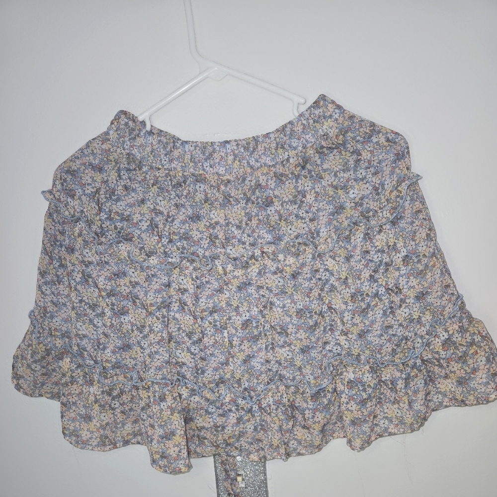 Sienna Sky Floral Mini Skirt - Blue and Yellow